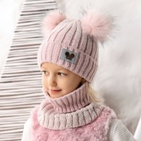 Detské čiapky zimné dievčenské s tunelom ( nákrčnikom ) - model - 2/701